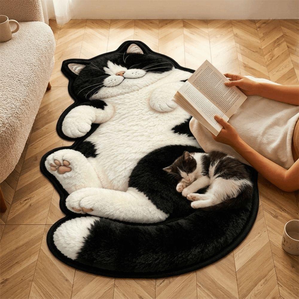 Non-Slip Cat-Shaped Area Rug Stain Resistant Home Decor Carpet Practical Bedroom Rug  Nursery Room