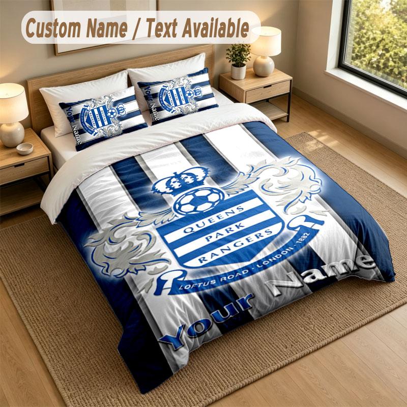Bedding Set 1 Duvet Cover 2 Pillowcases Queens Park Rangers FC Print Soft Bed Linen Bedroom Decor