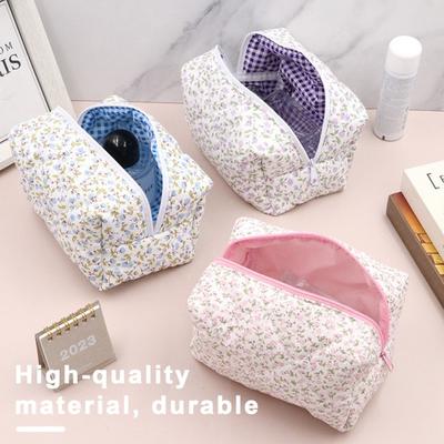 Floral Makeup Bag Large Capacity Zipper Portable Multifunction Women Girls Travel Lipstick Cosmetic Toiletry Organizer Pouch