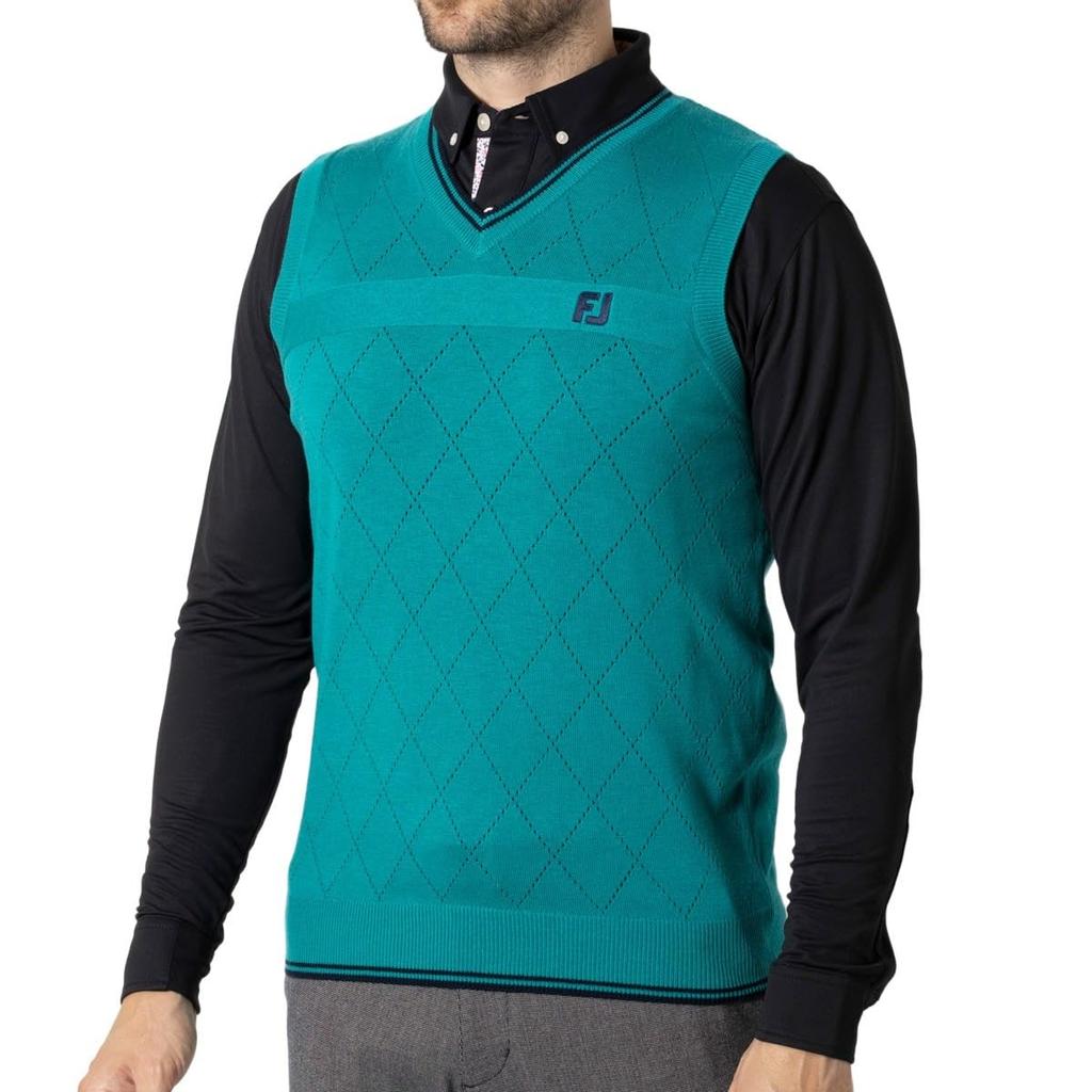 FootJoy Diamond Pattern Sweater Vest, Green, Men's, Size Small, FJ-F24-M10, 32116-S