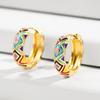 Orecchini a Cerchio Piccoli Floreali Colorati Vintage Fiori e Piante in Metallo Smaltato Cerchio Huggie Hoops Gioielli Trendy da Donna Regalo