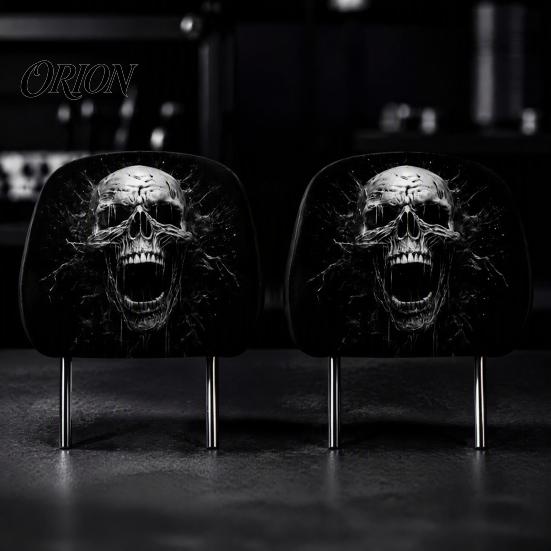 Universal Fit Auto Interior Decor Funny Car Headrest Covers, Ghost Skull Print Cartoon Seat Accessories Protector, Breathable Horror Covers
