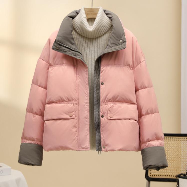 Winter Thick Warm Women Puffer Jacket Korean Fashion Color Block Padded Coat