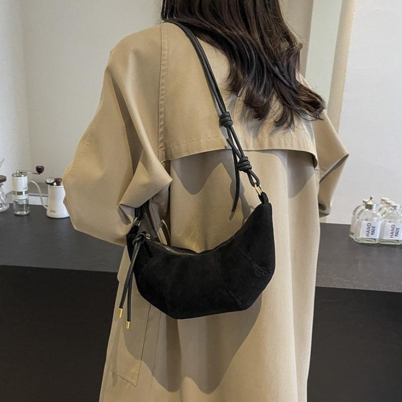 Croissant Shape Women's Crossbody Shoulder Bag High Quality Zipper Solid Color Soft Handbag for Daily Use And Commuting