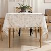 Lilac Floral Tablecloth, Cotton Small Fresh Flower Print Table Cover, Pastoral Style Breathable Cloth for Desk, Dorm Room Decor, Coffee