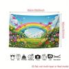 2D Fairy Tale Garden Backdrop, Sparkling Rainbow with Flowers and Butterflies Background for Nursery & Kids Photos