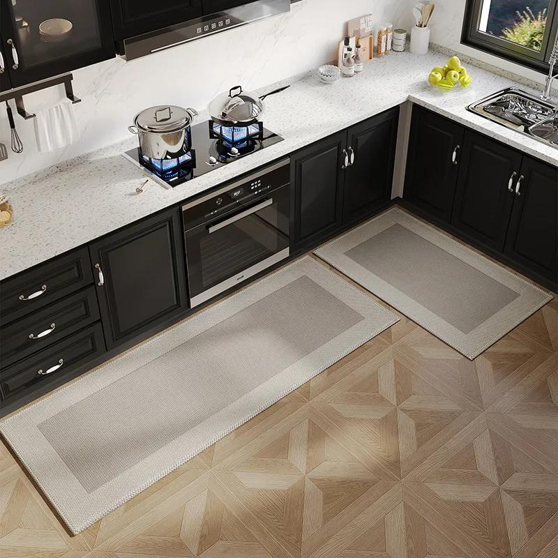 European Style Kitchen Runner Rug - Ultra Absorbent Bamboo/Cotton Blend | Oil & Waterproof | Rinse-free Non-Slip Long Mat