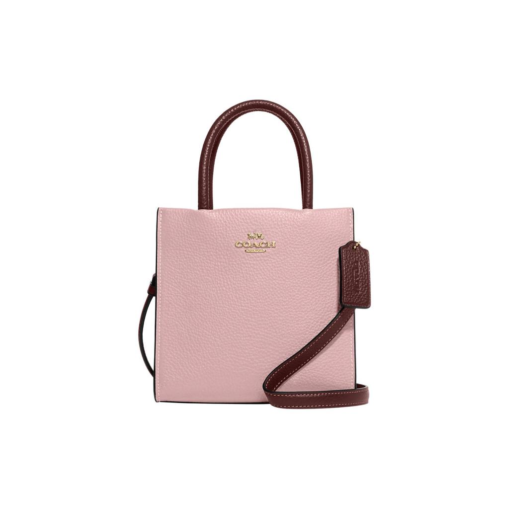 New COACH Cally High-Quality Pebbled Leather Handbag Shoulder Bag Crossbody Bag Mini Women's Pink & Burgundy CE598-IMV2G