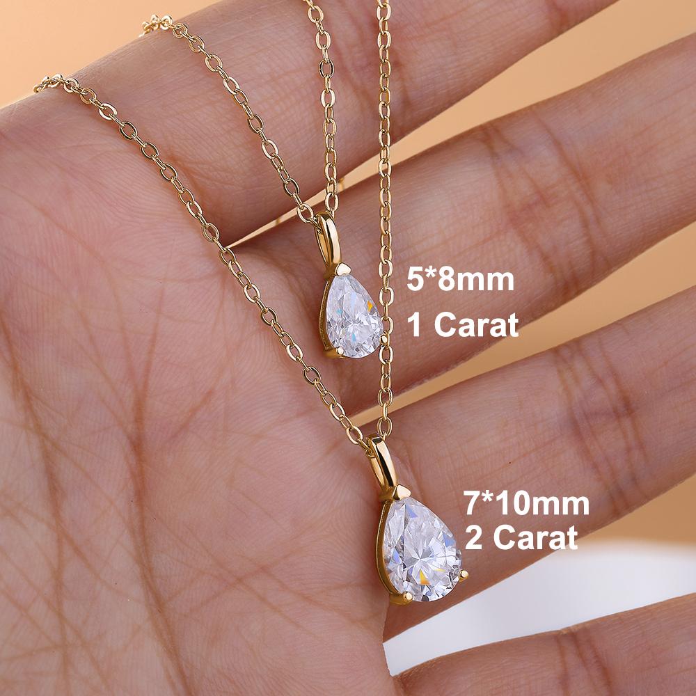 1CT 2CT Solitaire Moissanite Pendant Necklace for Women Pear/Oval/Marquise/Emerald Cut Lab Diamond S925 Silver Necklaces Jewelry