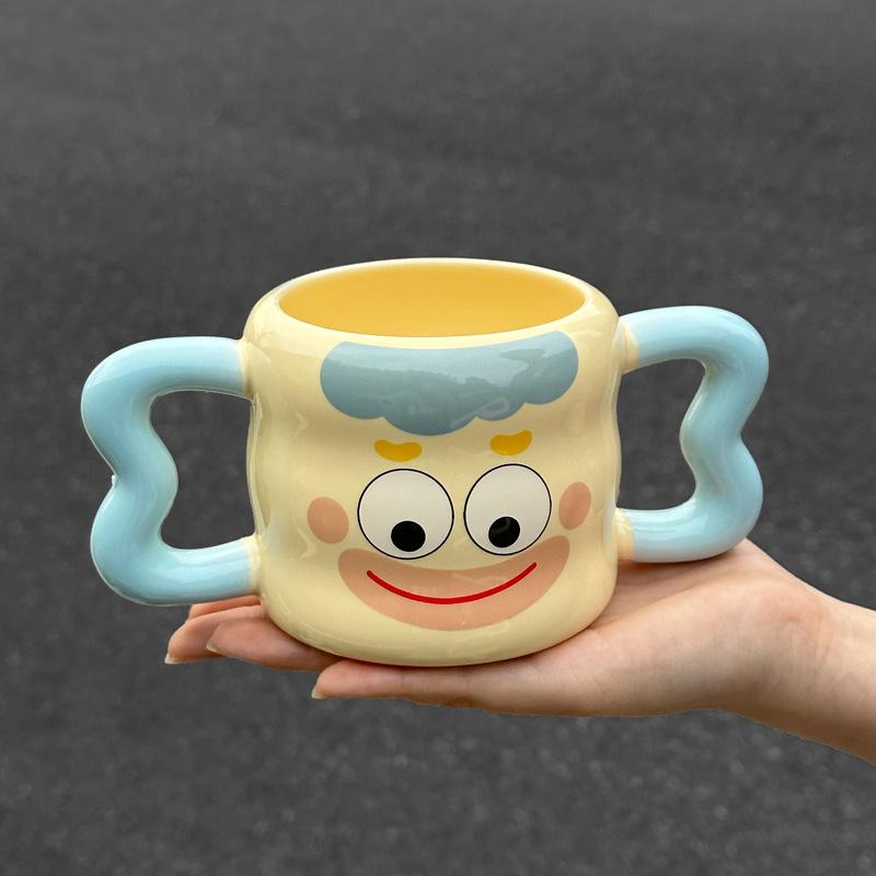 Cute Mug Ceramic Cup with Lid Spoon Boys and Girls Household Water Cup Coffee Milk Cup Birthday Gift