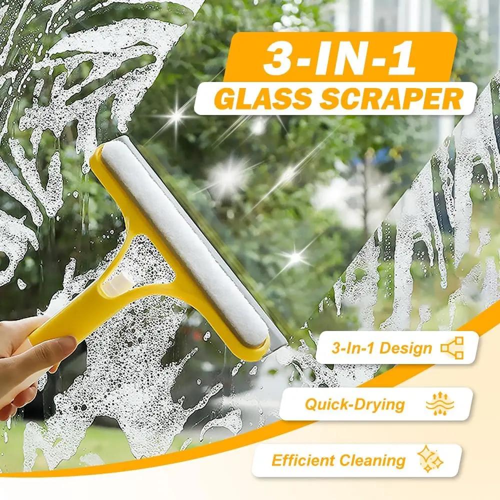 3‑in‑1 Window Cleaning Tool, Spray‑Type Glass Squeegee, Multi‑Purpose Household Cleaning Wiper for Mirror, Shower and Car Window