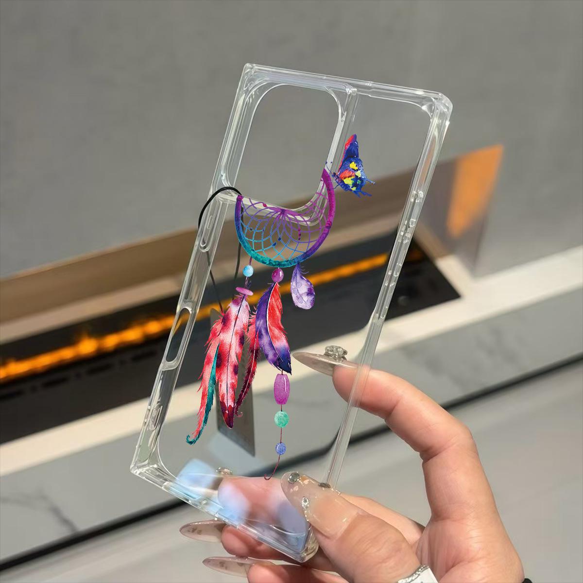 

Clear Square Back Tube Case Protection For iPhone 12 13 16 ProMax 15 Plus 14 Pro Max 11 Anti-Oxygen,Little Bird Flower Wreath Pattern Casing iphone 11 ProMax