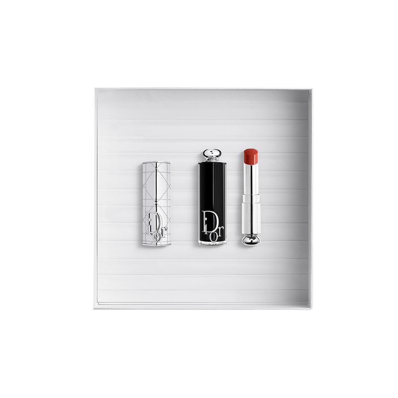 DIOR Lipstick Silver cannage pattern lipstick shell + lipstick #740 SADDLE maple leaf dirty orange серебряный
