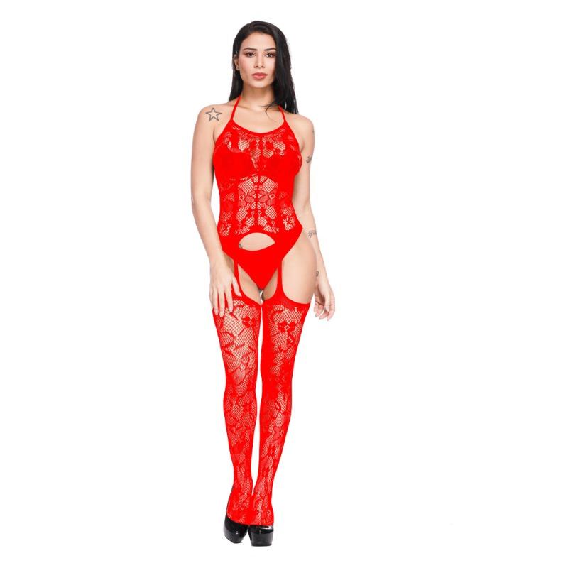 Sex Underwear Uniform Elegant Jacquard Onesie Open Crotch Onesie Stockings New