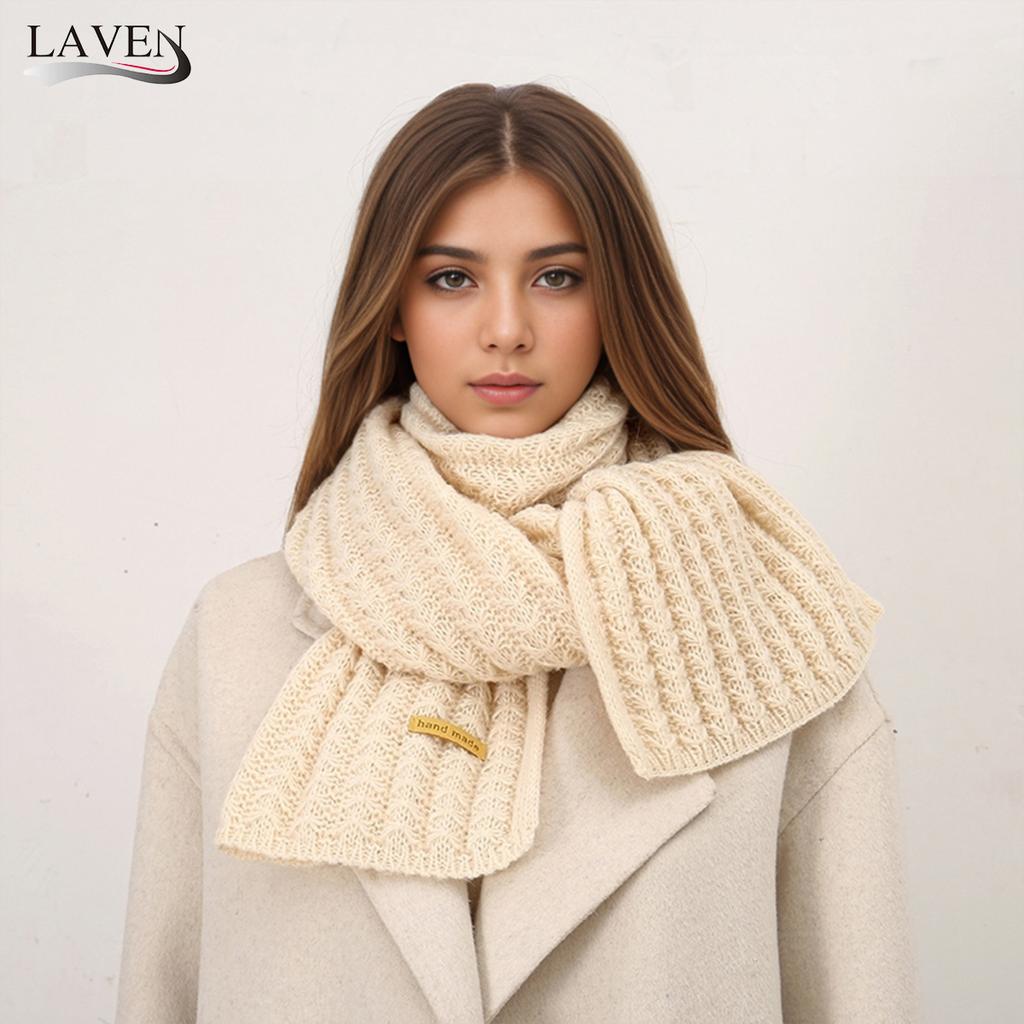 Solid Color Knitted Cotton Scarf For Woman Winter Warm Shawl Fashion Wool Muffler Soft Thick Neckerchief Wraps New Design