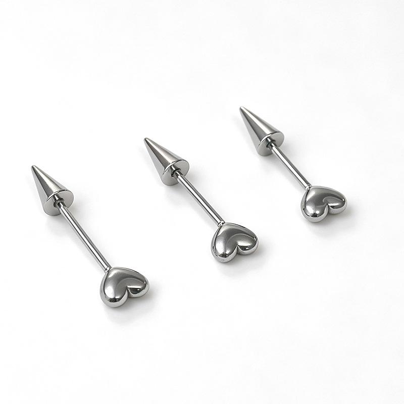 3Pcs Stainless Steel Heart Spike Earrings Tragus Helix Bar Lip Bar Rings Stud Cartilage Ear Piercings Body Jewelry