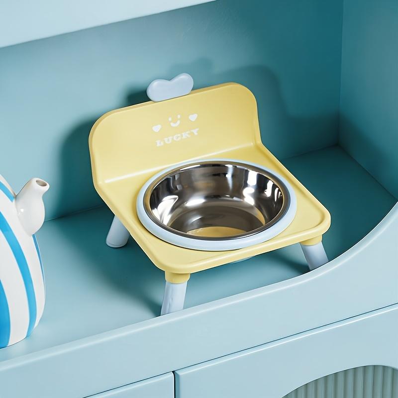 Adorable Stainless Steel Cat Bowl, Featuring a Color-block Design, Comes with a Non-slip Mat To Prevent Tipping, Leak-proof Construction