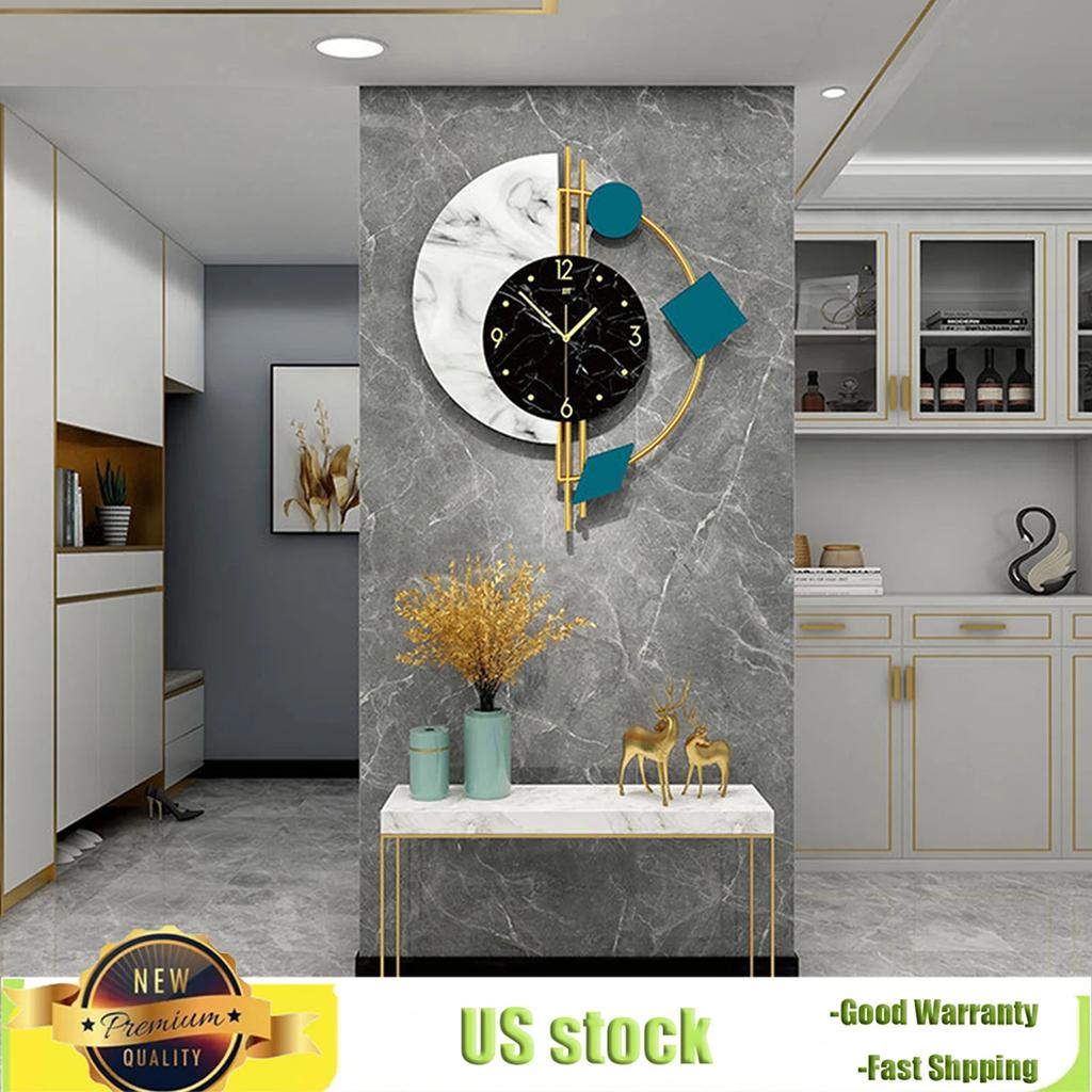 Small Quartz Wall Mounted Clock with 9.45-inch Large Dial, Modern Geometric Shape Home Decorfor Living Room, Entrance & Bedroom