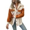 Women's Spliced Woolen Warm Polar Fleece Lapel Thickened Jacket