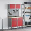 Workbench Cabinet Set with Drawers and Shelf 6 pcs Red