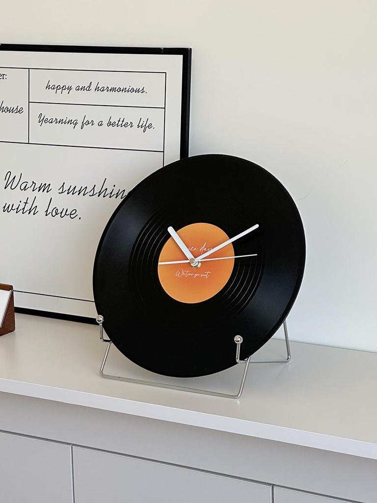 Retro Vinyl Record Wall & Desk Clock for Living Room or Office Decoration