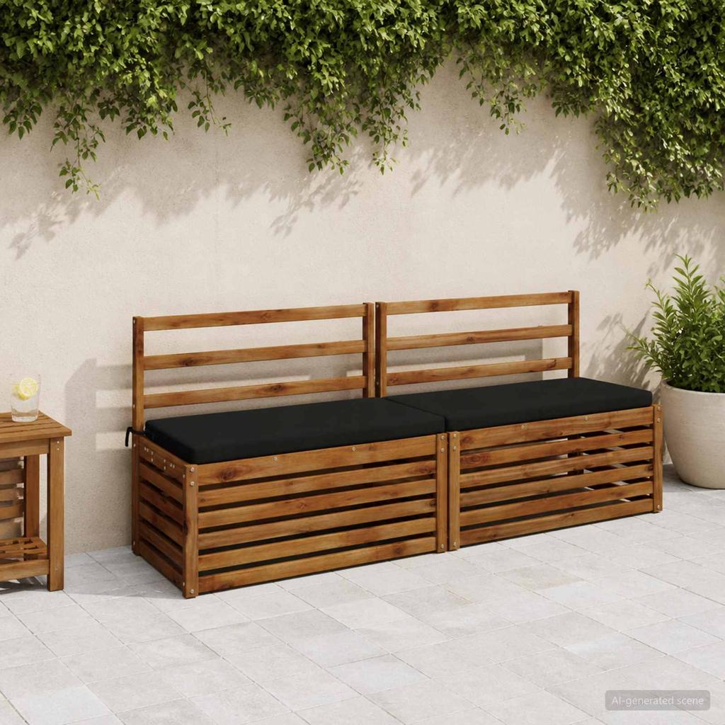 Bench Cushion SOEST 100percent  Polyester Black 200 x 40 x 5 cm