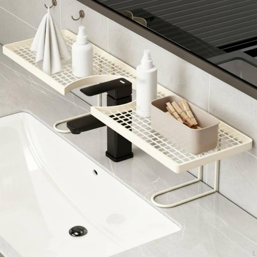 Wasserhahn Organizer Regal Kein Gestell Erforderlich Vielseitig über dem Spülbecken für Badezimmer Schwarz M