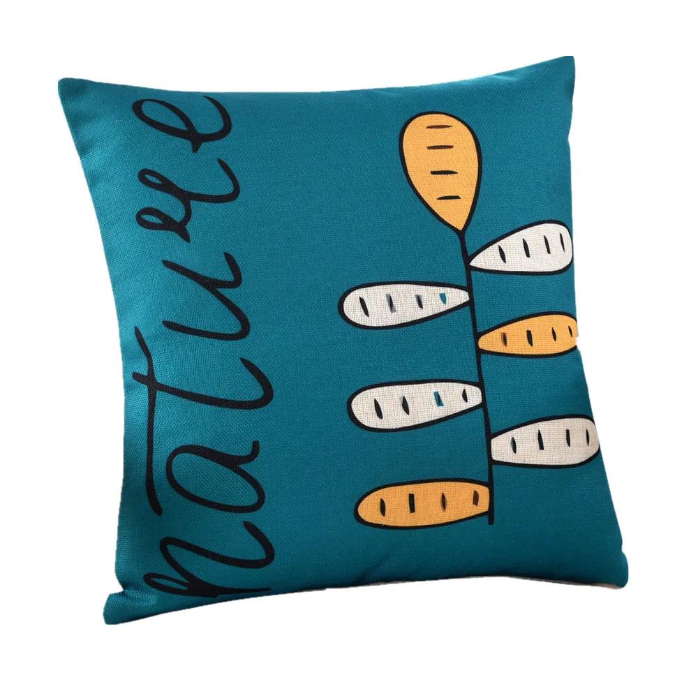 45x45cm Vintage Geometric Printed Sofa Cushion Cover Cotton Linen Home Chair Seat Waist Throw Pillowcase