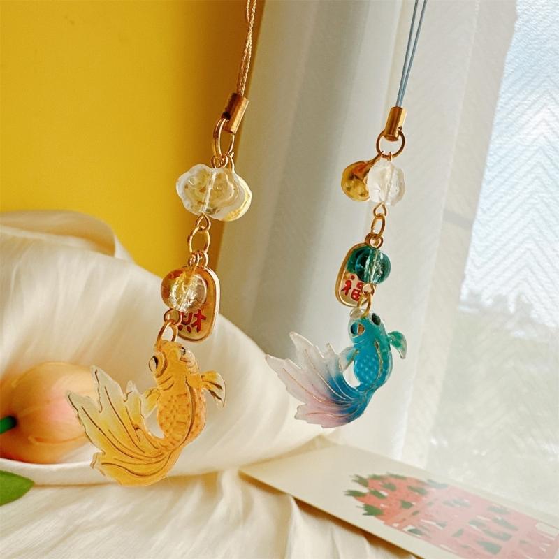 Pingente Charm de Celular Colorido Peixe Estrela com Miçangas Feito à Mão Acrílicos Resistentes Acessório de Moda para um Visual Trendy Uso Diário