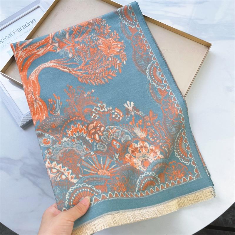 Retro Shenshu Imitation Cashmere Scarf for Women's Dual-purpose Thickened Warm Autumn and Winter Student Scarf Air Conditioner Shawl