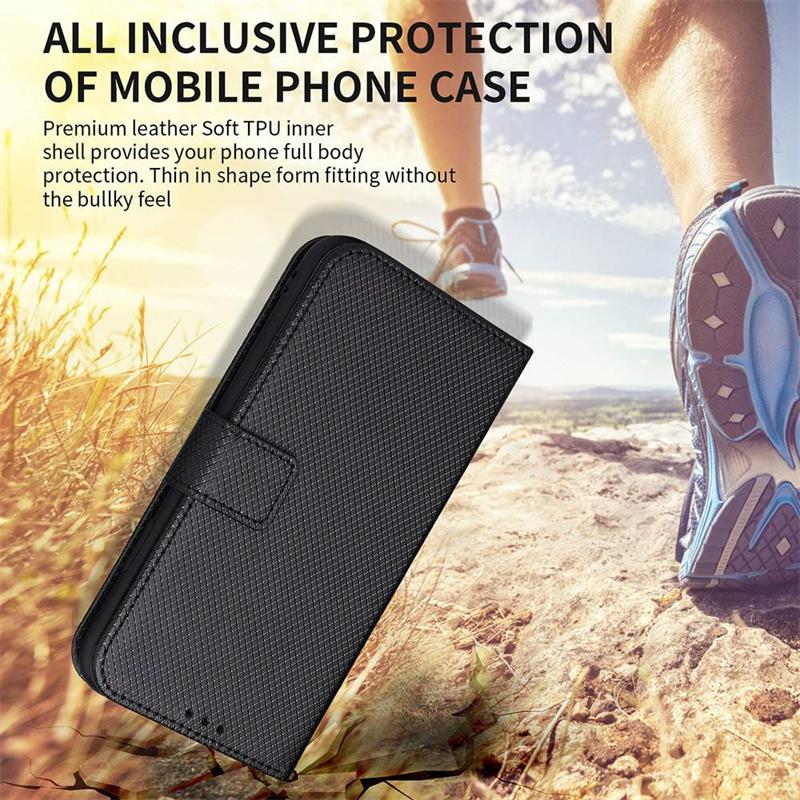 For Samsung Galaxy A07 / Galaxy A07S /A08 Case Diamond Pattern Card Slot Soft Silicone External Leather Support Function Flip Cover Attraction Closure