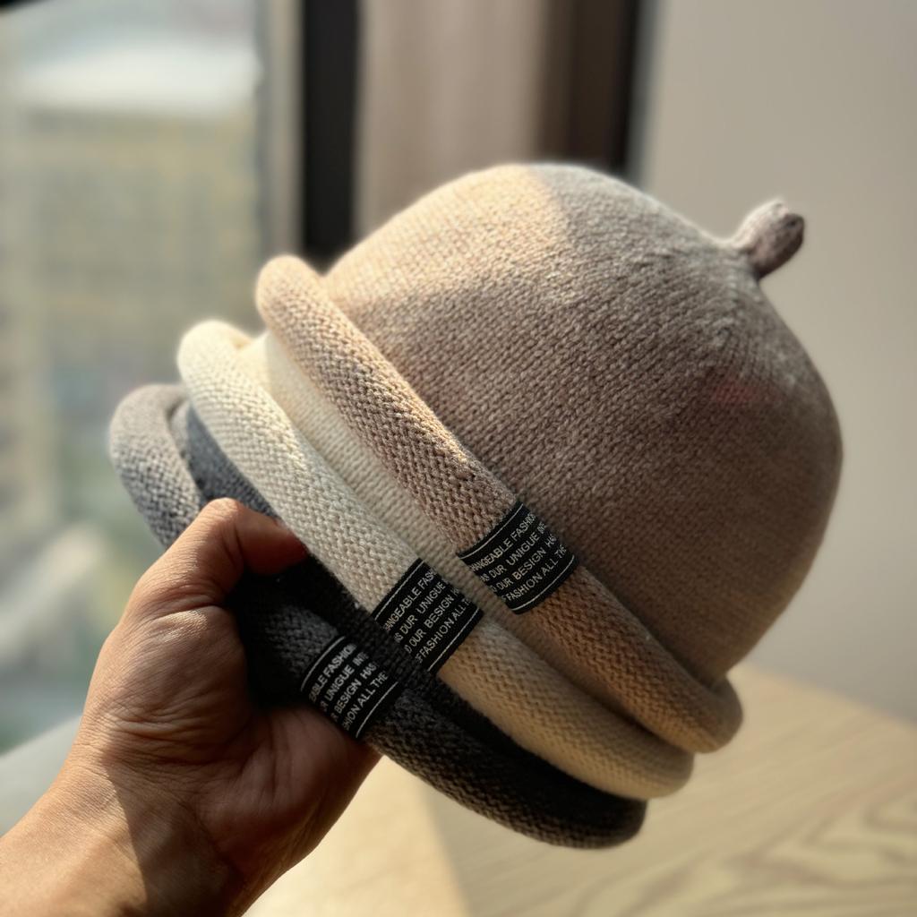 New Curled Wool Landowner Hat for Women in Autumn and Winter Warm Knitted Melon Skin Hat Japanese Street Fashion Pacifier Hat for Men
