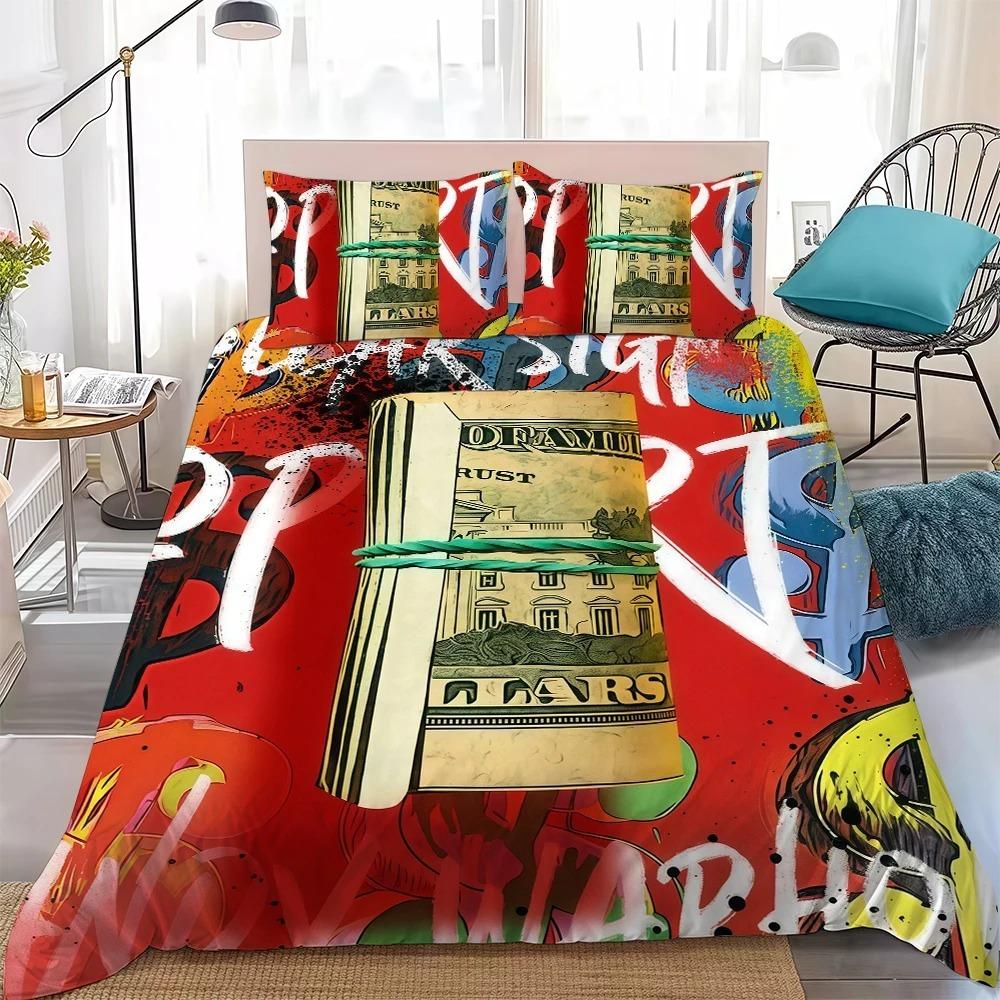 Ensemble de literie Art Dollar Andy-Warhol Ensemble de housse de couette à impression numérique, Literie de différentes tailles Décoration Textile de maison Jumeau Double Queen 135X200CM-2PCS