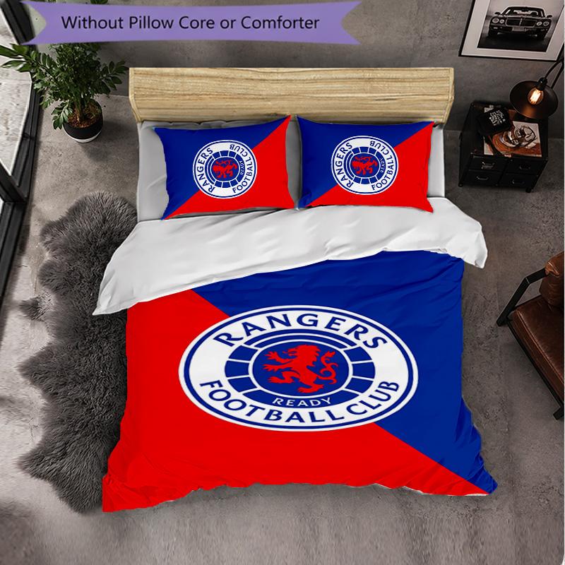 Biancheria da letto a tema Rangers FC Set 3 Pezzi Copripiumino Biancheria da letto Decorativa Per Stanza Adolescenti Decorazione Casa