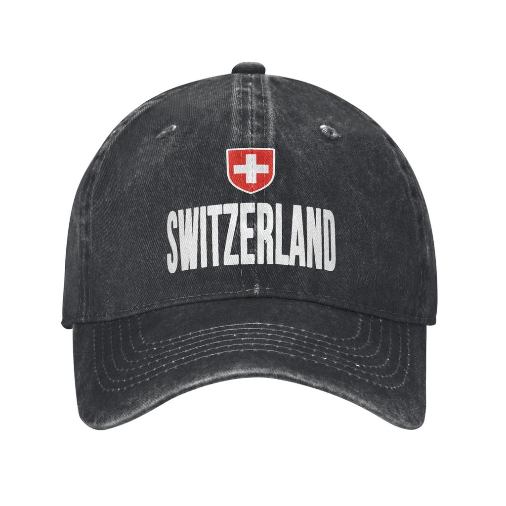 Swiss Switzerland Flag Trucker Hat Merch For Unisex Baseball Caps Retro Headwear Cap Adjustable
