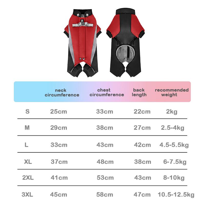 Autumn Winter Warm and Fluffy Four Leg Protection Suit Dog Windproof Cotton Clothes With Reflective Stripe Dog Clothes Dog Coat