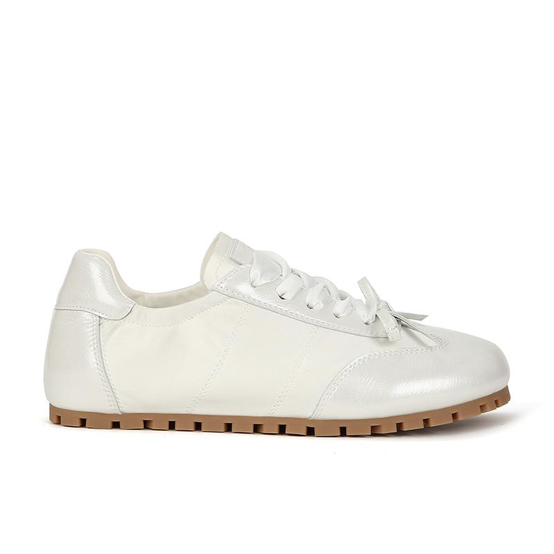 

[Lan Cabinet] Sweetheart Junior Sister s spring new satin bow flat-bottomed sports and leisure shoes women s ballet training shoes 40 белый