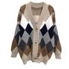 Autumn Plus Size Sweater Jacket Women's Cardigan Mid-length Diamond Loose Lazy Wind Thick Knitted Sweater