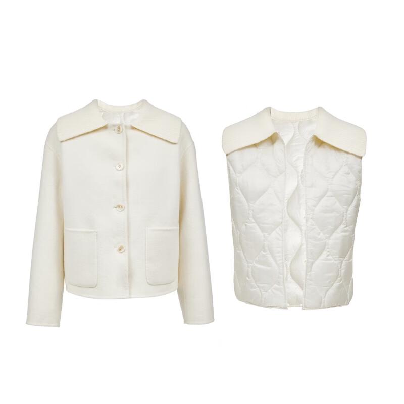 VEROMODA Detachable Vest Knitted Collar Wool Blend Short Coat