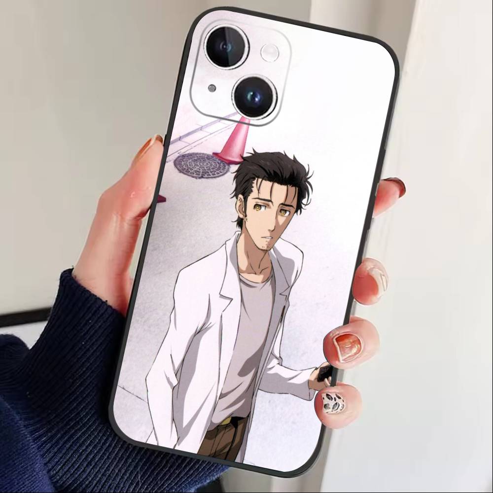 STEINS GATE D-Rintaro O-Okabe Phone Case For iPhone 17 16 15 14 13 12 Max Plus Silicone Black Cover