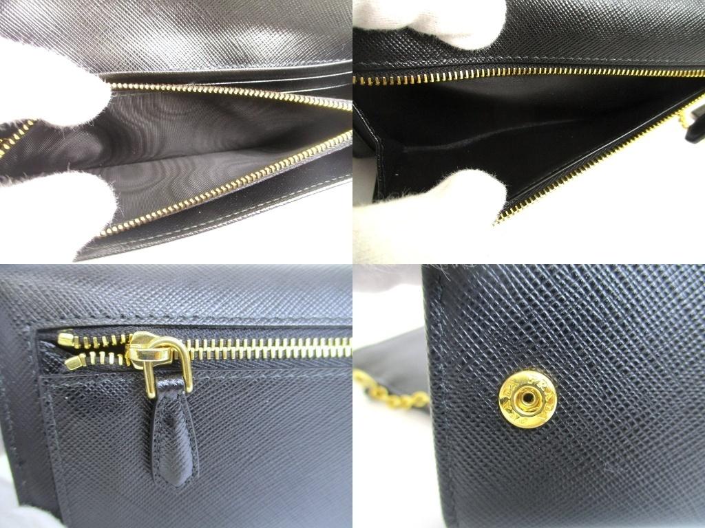 Authentic PRADA Saffiano Black Leather Bifold Long Flap Wallet #b001  Refurbished