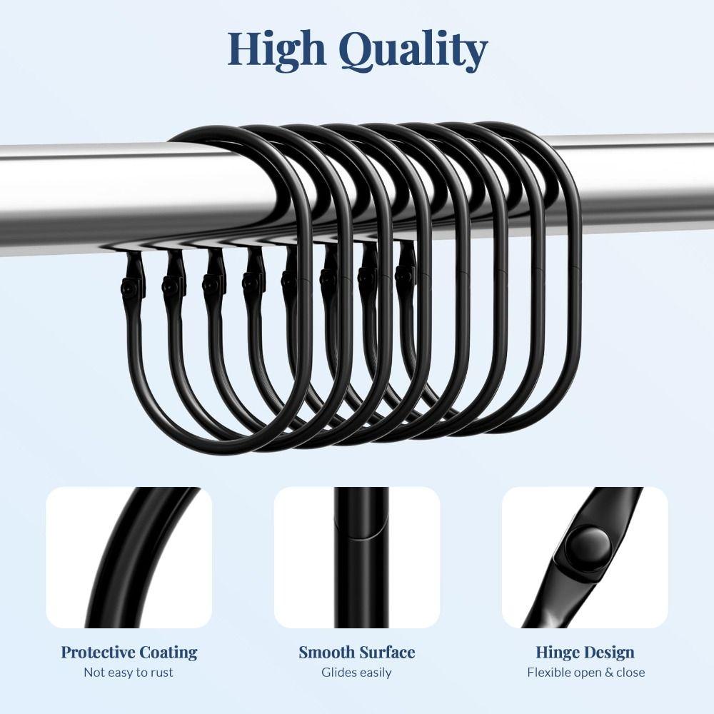 12 Pcs Glide Smoothly Oval Shower Hooks Rust Proof Shower Curtain Rod Hangers Shower