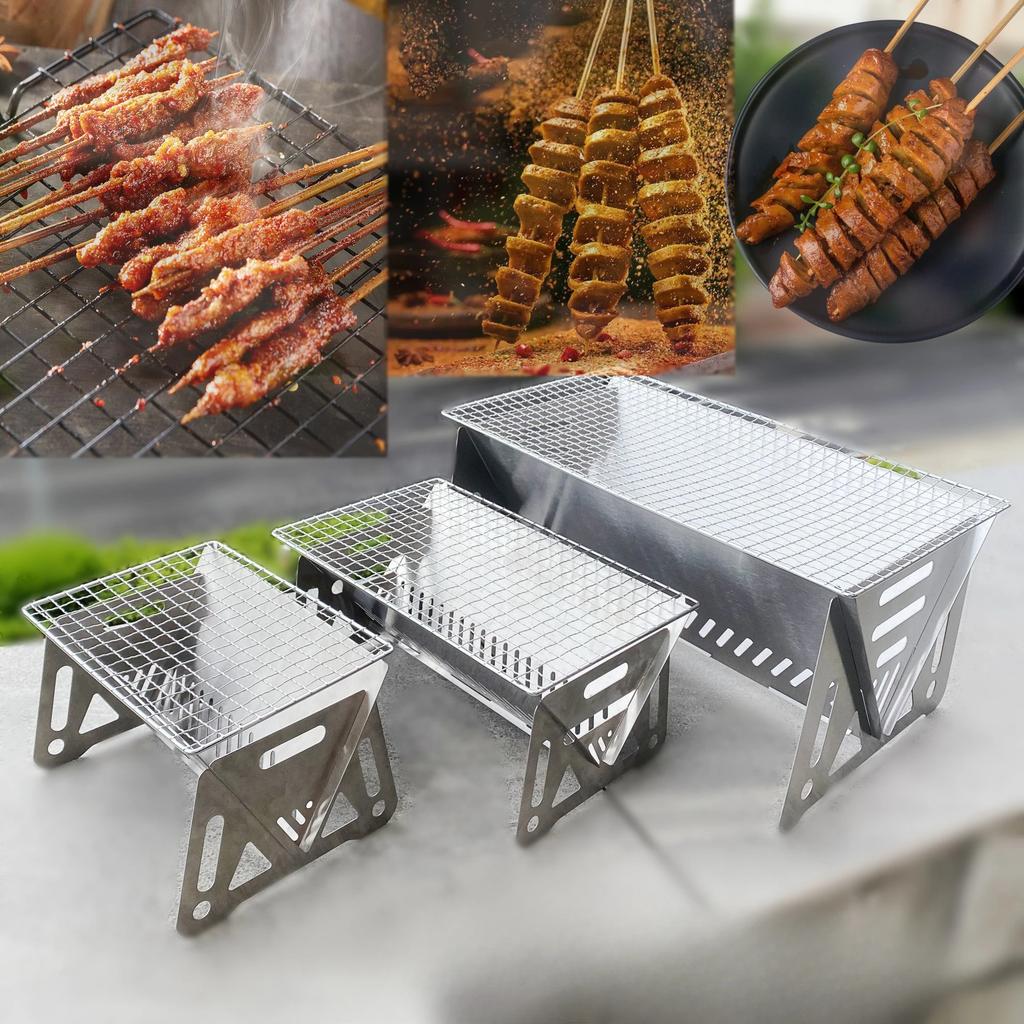 Folding Portable Barbecue Charcoal Grill Barbecue Desk Tabletop Outdoor Stainless Steel Smoker BBQ for Outdoor Cooking Camping