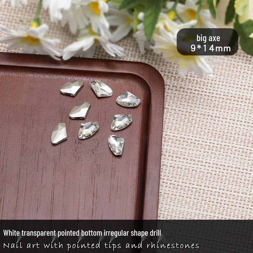 Nail Art Rhinestones: Transparent Pointed Hearts, Axe Heads, Square Rock Candy - Super Shiny Press-on Decorations