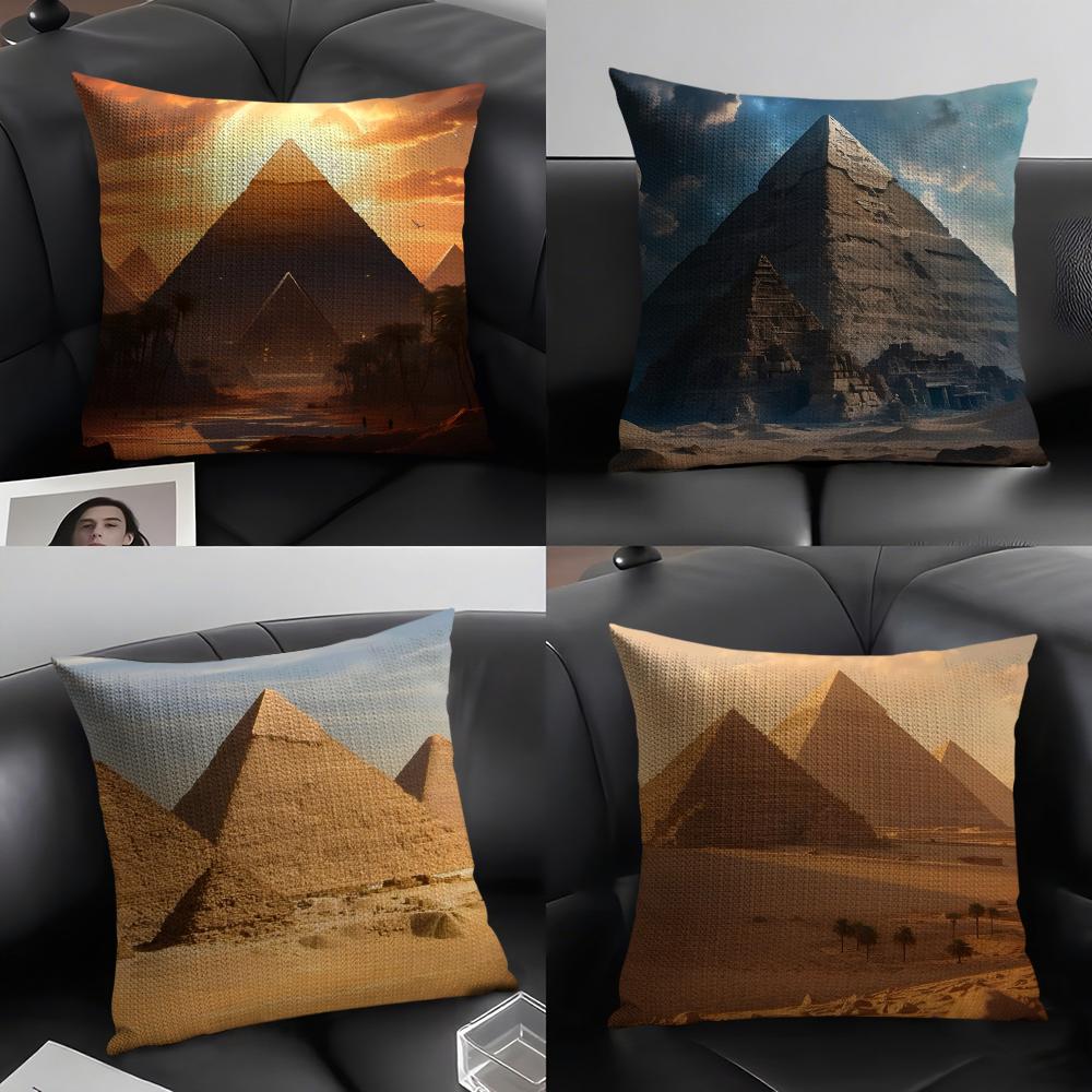 Pyramid Fashion Cushion Cover Natural Linen Organic Fabric DoubleSided Printing Sofa Home Decor Gift Pillow Case