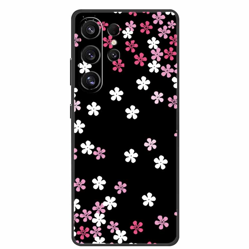 For Samsung Galaxy S26 Ultra Case Cute Floral Black Luxury Soft Silicone Back Cover For Samsung S26 Ultra Cases GalaxyS26 Ultra