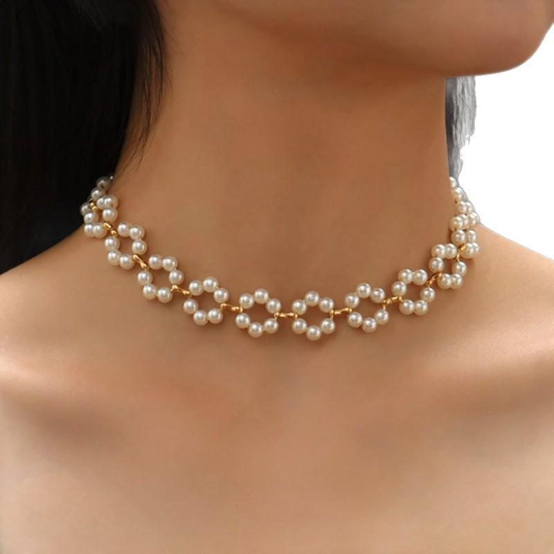 European & American Cross-border French Elegant Retro Pearl Necklace & Bracelet Set