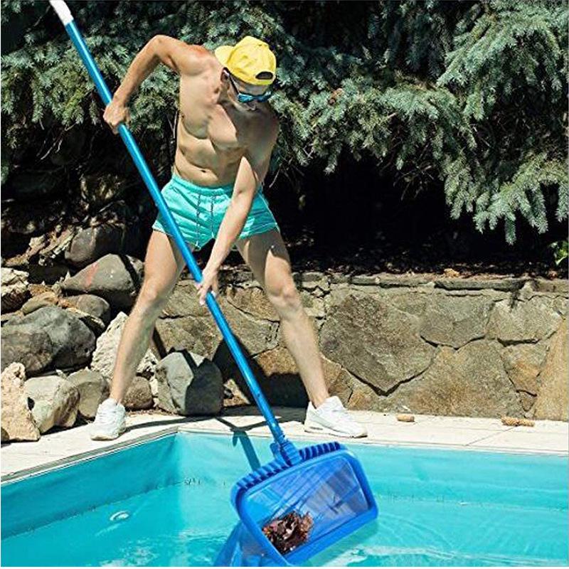 Heavy-Duty Pool Skimmer with Mesh Bag for Leaf Cleaning - Blue Deep Water Net for Ponds