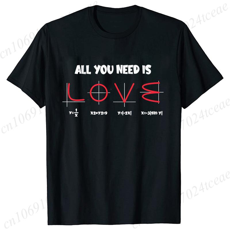 Retro Men's T-Shirt All You Need Is Love Math Equation Short Sleeve T-Shirt Summer Casual Tees Top Loose Oversize T-Shirt Men