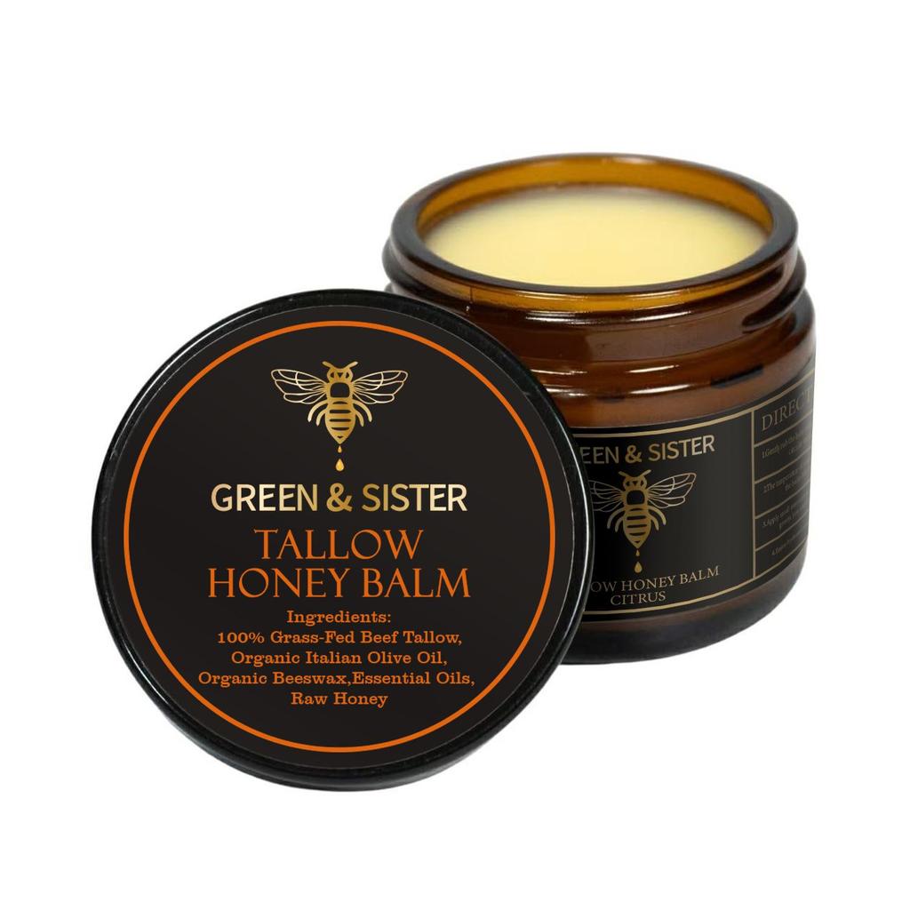 Crema Viso Naturale di Sebo da Miele di Mucche Alimentate ad Erba con Olio d'Oliva per una Pelle Radiosa